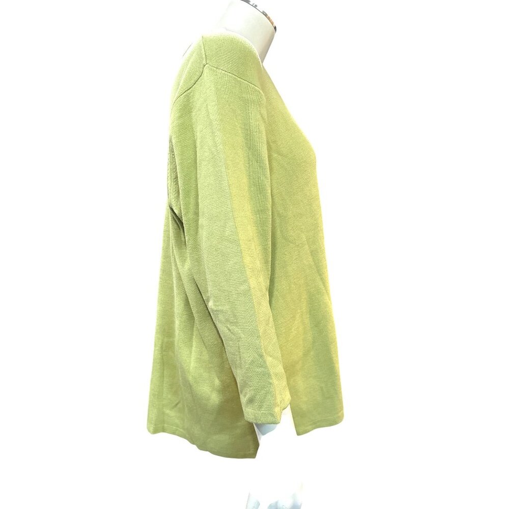 Clio II 2X Green Silk Cotton Keyhole Sweater Quiet Luxury Old Money Chic Classic - Picture 5 of 10